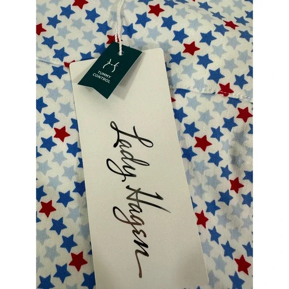 Lady Hagen 17" Tummy Control Golf Skort Women's XS Red/White/Blue Stars New - Picture 4 of 5